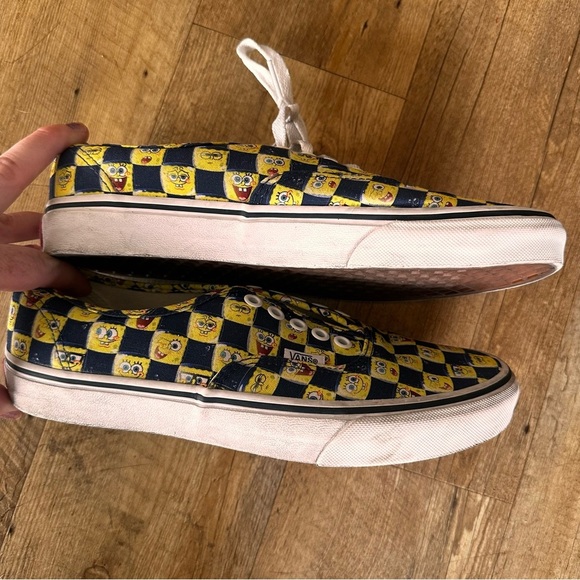 Vans X SpongeBob SquarePants Checkered Blue and Yellow Sneakers - Picture 4 of 10